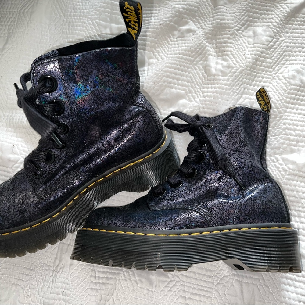 Black Iridescent Crackle Dr Martens